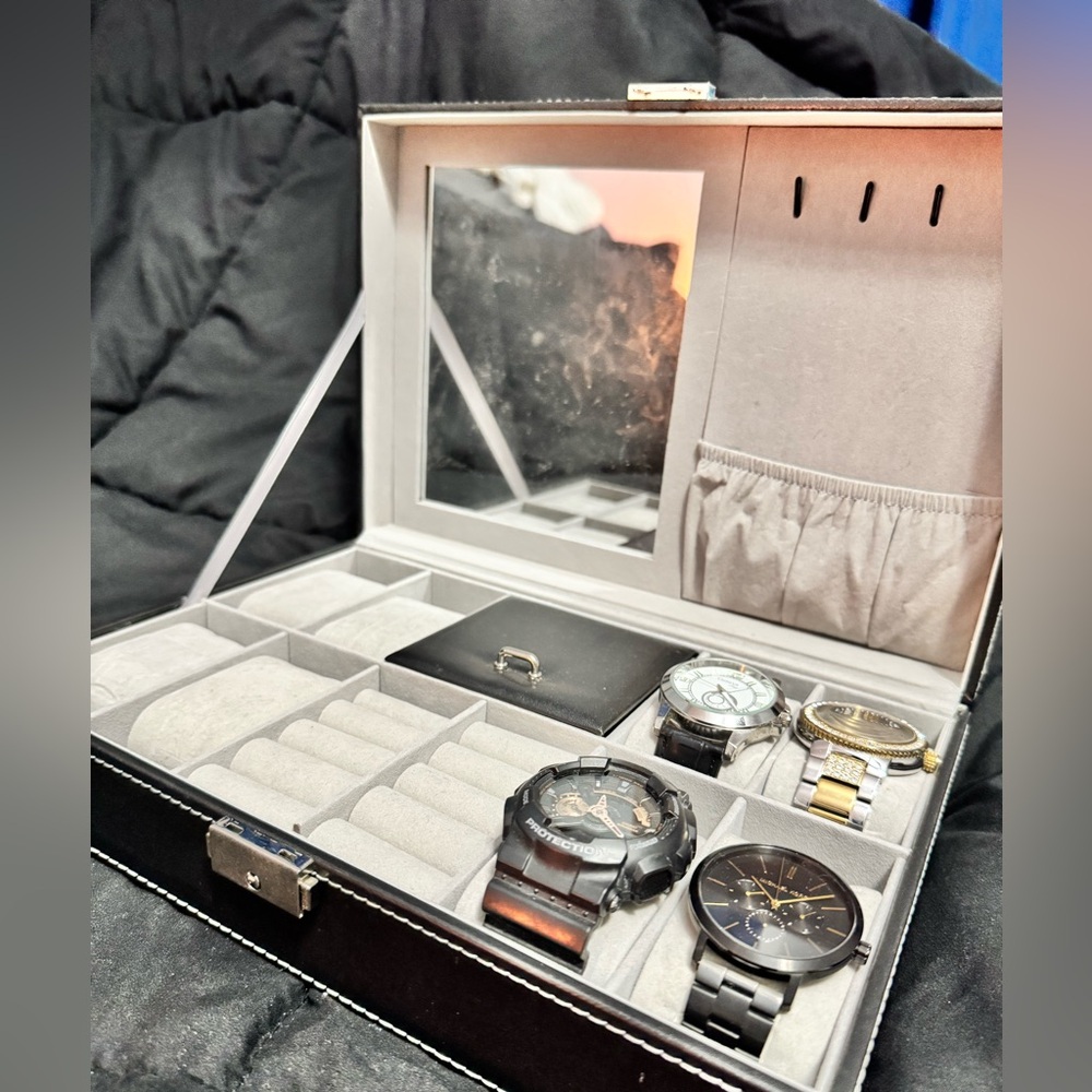 Leather NovelBee Multi-function Watch Boxes Jewelry Display Cases